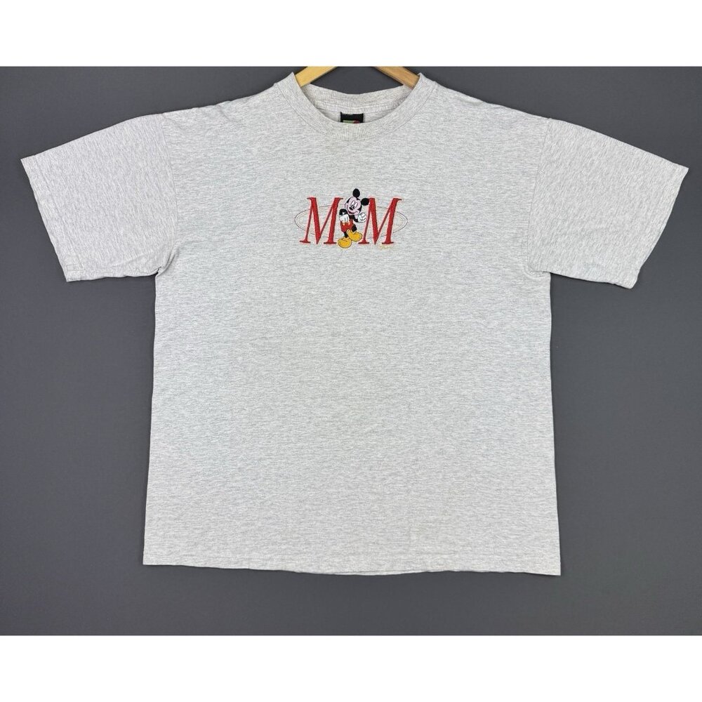 Vintage 90's Disney Mickey Mouse MM Cartoon Drawing Art Rare Grey Shirt Promo XL